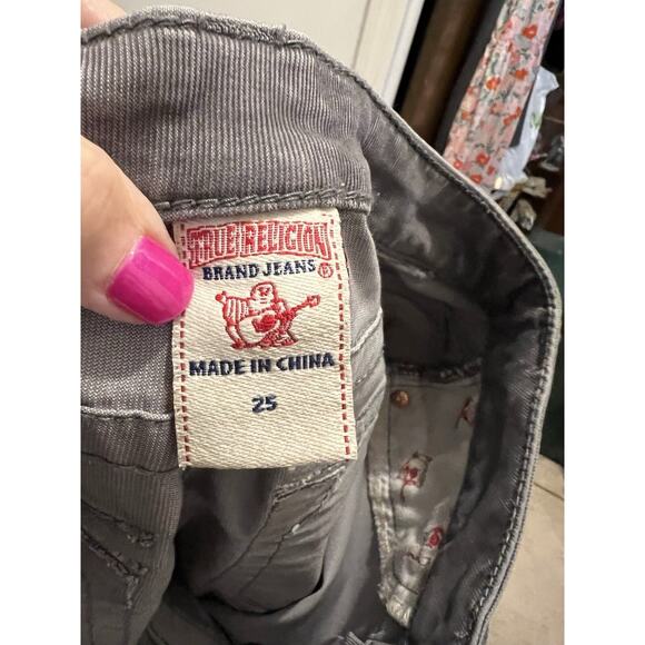 True Religion Gray Corduroy Jodie Low Rise Skinny Pants Sz 25 - Picture 5 of 6